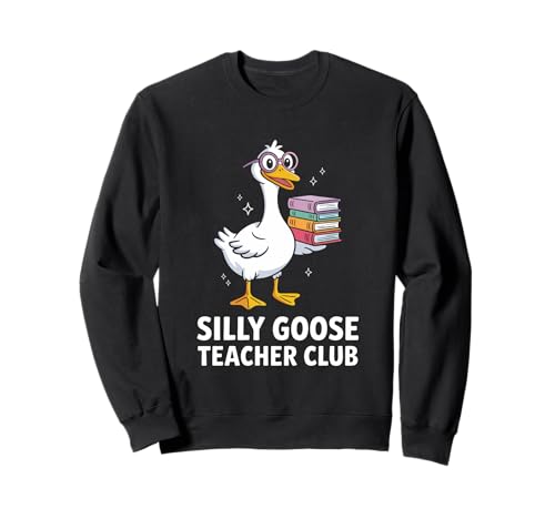 Silly Goose Teacher Club Frau unterrichtet Mutter Witz Männer Frauen Sweatshirt von Novelty Teacher Goose Mother Reading Daughter