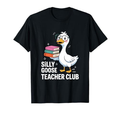 Silly Goose Teacher Club Frau unterrichtet Mutter Witz Männer Frauen T-Shirt von Novelty Teacher Goose Mother Reading Daughter
