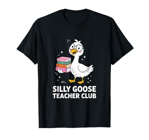 Silly Goose Teacher Club Frau unterrichtet Mutter Witz Männer Frauen T-Shirt von Novelty Teacher Goose Mother Reading Daughter