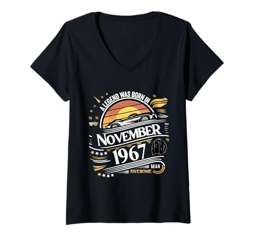Damen Eine Legende wurde im November 1967 geboren. Awesome Man Boy Birthday T-Shirt mit V-Ausschnitt von November 1967 Birthday Legendary Since 1967 Men