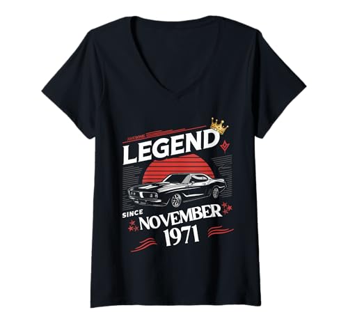 Damen Eine Legende wurde im November 1971 geboren. Awesome Man Boy Birthday T-Shirt mit V-Ausschnitt von November 1971 Birthday Legendary Since 1971 Men