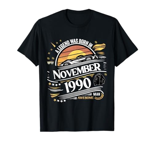 Eine Legende wurde im November 1990 geboren. Awesome Man Boy Birthday T-Shirt von November 1990 Birthday Legendary Since 1990 Men