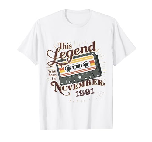 Diese Legende wurde im November 1991 geboren. Awesome Man Birthday T-Shirt von November 1991 Birthday Legendary Since 1991 Men