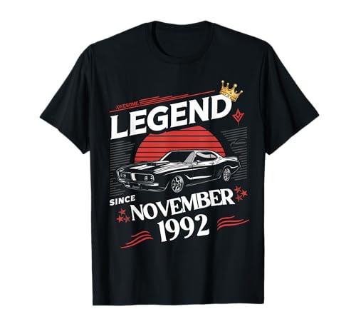 Eine Legende wurde im November 1992 geboren. Awesome Man Boy Birthday T-Shirt von November 1992 Birthday Legendary Since 1992 Men