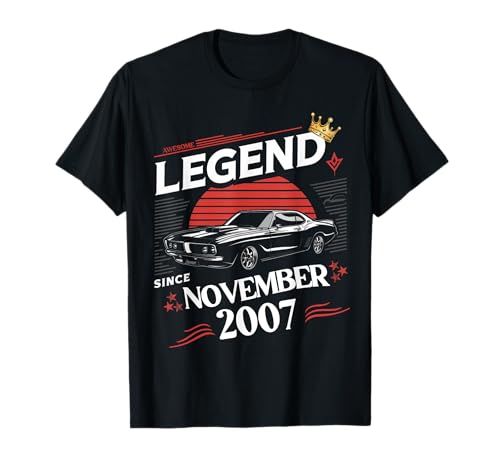 Eine Legende wurde im November 2007 geboren. Awesome Man Boy Birthday T-Shirt von November 2007 Birthday Legendary Since 2007 Men
