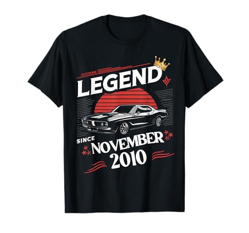 Eine Legende wurde im November 2010 geboren. Awesome Man Boy Birthday T-Shirt von November 2010 Birthday Legendary Since 2010 Men