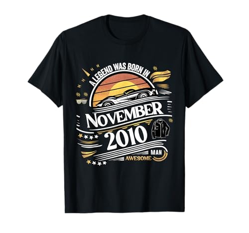 Eine Legende wurde im November 2010 geboren. Awesome Man Boy Birthday T-Shirt von November 2010 Birthday Legendary Since 2010 Men