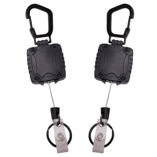 Noviatrix 2 Stück Schlüsselanhänger Ausziehbar, Schlüsselband Ausziehbar mit 65cm Stahlseil, Heavy Duty Retractable Keychain Tragkraft 240g für Schlüssel Kartenhalter Badges von Noviatrix