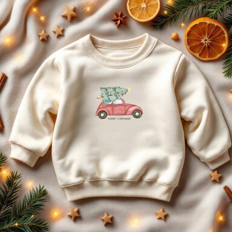 Auto Mit Weihnachtsbaum Bügelbild Weihnachts Für Kinder Shirt & Sweatshirt Bügelmotiv Weihnachten Geschenkidee Diy von NovieKidswear