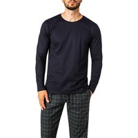 Novila Herren Longsleeve blau Jersey-Baumwolle unifarben von Novila