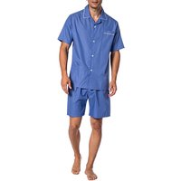 Novila Herren Pyjama blau Baumwolle unifarben von Novila