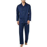 Novila Herren Pyjama blau Baumwolle unifarben von Novila