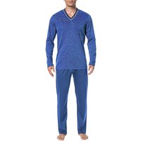 Novila Herren Pyjama blau Jersey-Baumwolle gemustert von Novila