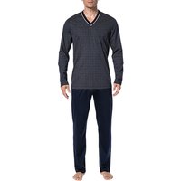 Novila Herren Pyjama blau Jersey-Baumwolle gemustert von Novila