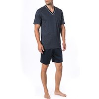 Novila Herren Pyjama blau Jersey-Baumwolle unifarben von Novila