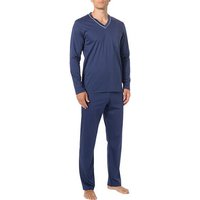 Novila Herren Pyjama blau Jersey-Baumwolle unifarben von Novila