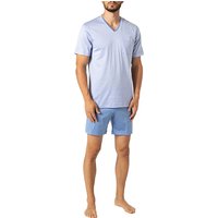 Novila Herren Pyjama blau Jersey-Baumwolle unifarben von Novila