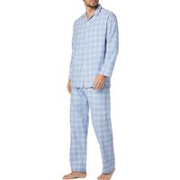 Novila Herren Pyjama blau Reine Baumwolle Gemustert,unifarben von Novila