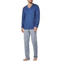 Novila Herren Pyjama blau Reine Baumwolle Gemustert von Novila