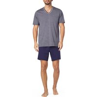 Novila Herren Pyjama blau Reine Baumwolle Gestreift,unifarben von Novila