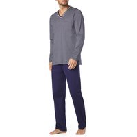 Novila Herren Pyjama blau Reine Baumwolle Gestreift,unifarben von Novila