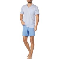 Novila Herren Pyjama blau Reine Baumwolle Gestreift von Novila