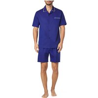 Novila Herren Pyjama blau Reine Baumwolle unifarben von Novila