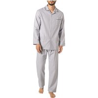 Novila Herren Pyjama grau Flanell unifarben von Novila
