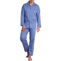 Novila Herren Pyjama blau Baumwolle & Mix Gestreift,unifarben von Novila