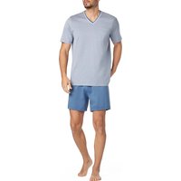 Novila Herren Pyjama blau Jersey-Baumwolle gemustert von Novila