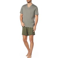 Novila Herren Pyjama grün Jersey-Baumwolle gestreift von Novila