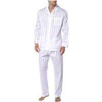 Novila Herren Pyjama weiß Baumwolle & Mix Gestreift,unifarben von Novila