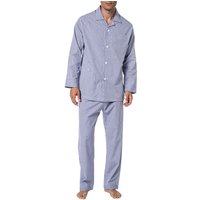 Novila Herren Pyjama blau Baumwolle Kariert von Novila