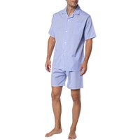 Novila Herren Pyjama blau Popeline Stoff Kariert von Novila