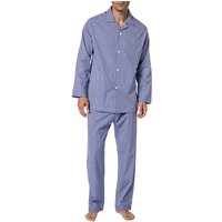 Novila Herren Pyjama blau Baumwolle Kariert von Novila