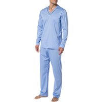 Novila Herren Pyjama blau Jersey-Baumwolle unifarben von Novila