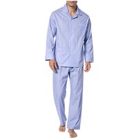 Novila Herren Pyjama blau Baumwolle unifarben von Novila