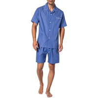 Novila Herren Pyjama blau Baumwolle unifarben von Novila