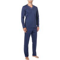 Novila Herren Pyjama blau Jersey-Baumwolle unifarben von Novila