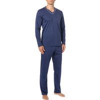 Novila Herren Pyjama blau Jersey-Baumwolle unifarben von Novila