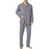 Novila Herren Pyjama blau Baumwolle Kariert von Novila