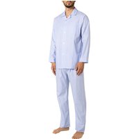 Novila Herren Pyjama blau Popeline Stoff Gestreift von Novila