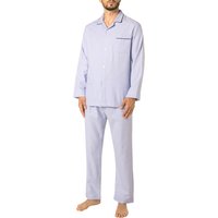 Novila Herren Pyjama blau Flanelle unifarben von Novila