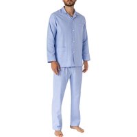 Novila Herren Pyjama blau Flanell Kariert von Novila