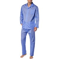 Novila Herren Pyjama blau Baumwolle Gestreift von Novila
