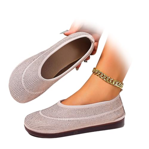 Damen Casual Atmungsaktiv Weiche Sohle Walking Schuhe Strass Runde Zehen Flache Schuhe Weite Zehen Loafers Slip On Bequeme Runde Kopf Walking Schuh, rose, 43 EU Damen Casual Atmungsaktiv Weiche Sohle Walking Schuhe Strass Runde Zehen Flache Schuhe Weite Zehen Loafers Slip On Bequeme Runde Kopf Walking Schuh, rose, 43 EU von Novxrwn