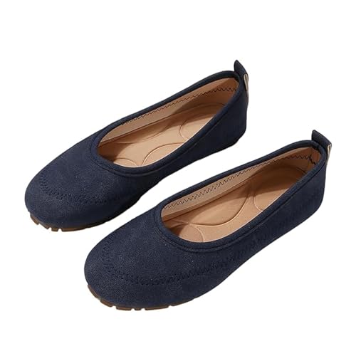 Novxrwn Damen Casual Atmungsaktive Slip On Orthopädische Wanderschuhe Elegant Damen Wildleder Runde Zehen Ballerinas Flats für Frauen, blau, 43 EU Novxrwn Damen Casual Atmungsaktive Slip On Orthopädische Wanderschuhe Elegant Damen Wildleder Runde Zehen Ballerinas Flats für Frauen, blau, 43 EU von Novxrwn