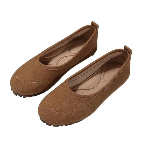 Novxrwn Damen Casual Atmungsaktive Slip On Orthopädische Wanderschuhe Elegant Damen Wildleder Runde Zehen Ballerinas Flats für Frauen, braun, 43 EU Novxrwn Damen Casual Atmungsaktive Slip On Orthopädische Wanderschuhe Elegant Damen Wildleder Runde Zehen Ballerinas Flats für Frauen, braun, 43 EU von Novxrwn