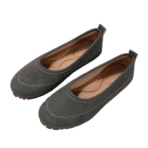 Novxrwn Damen Casual Atmungsaktive Slip On Orthopädische Wanderschuhe Elegant Damen Wildleder Runde Zehen Ballerinas Flats für Frauen, grau, 43 EU Novxrwn Damen Casual Atmungsaktive Slip On Orthopädische Wanderschuhe Elegant Damen Wildleder Runde Zehen Ballerinas Flats für Frauen, grau, 43 EU von Novxrwn