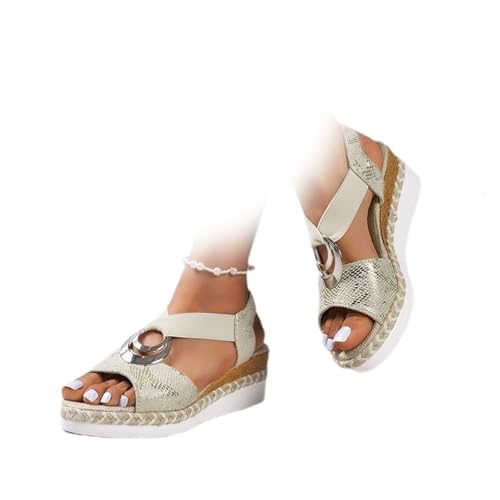 Novxrwn Damen Leder Plateau Keil Orthopädische Sandalen Arch Support Sandalen für Frauen Metallschnalle Verziert Hanfseil Keilabsatz Sandalen, gold, 38 EU Novxrwn Damen Leder Plateau Keil Orthopädische Sandalen Arch Support Sandalen für Frauen Metallschnalle Verziert Hanfseil Keilabsatz Sandalen, gold, 38 EU von Novxrwn